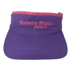 Riviera Maya Mexico Sun Visor Cap Purple One Size Adjustable Embroidered MMQ